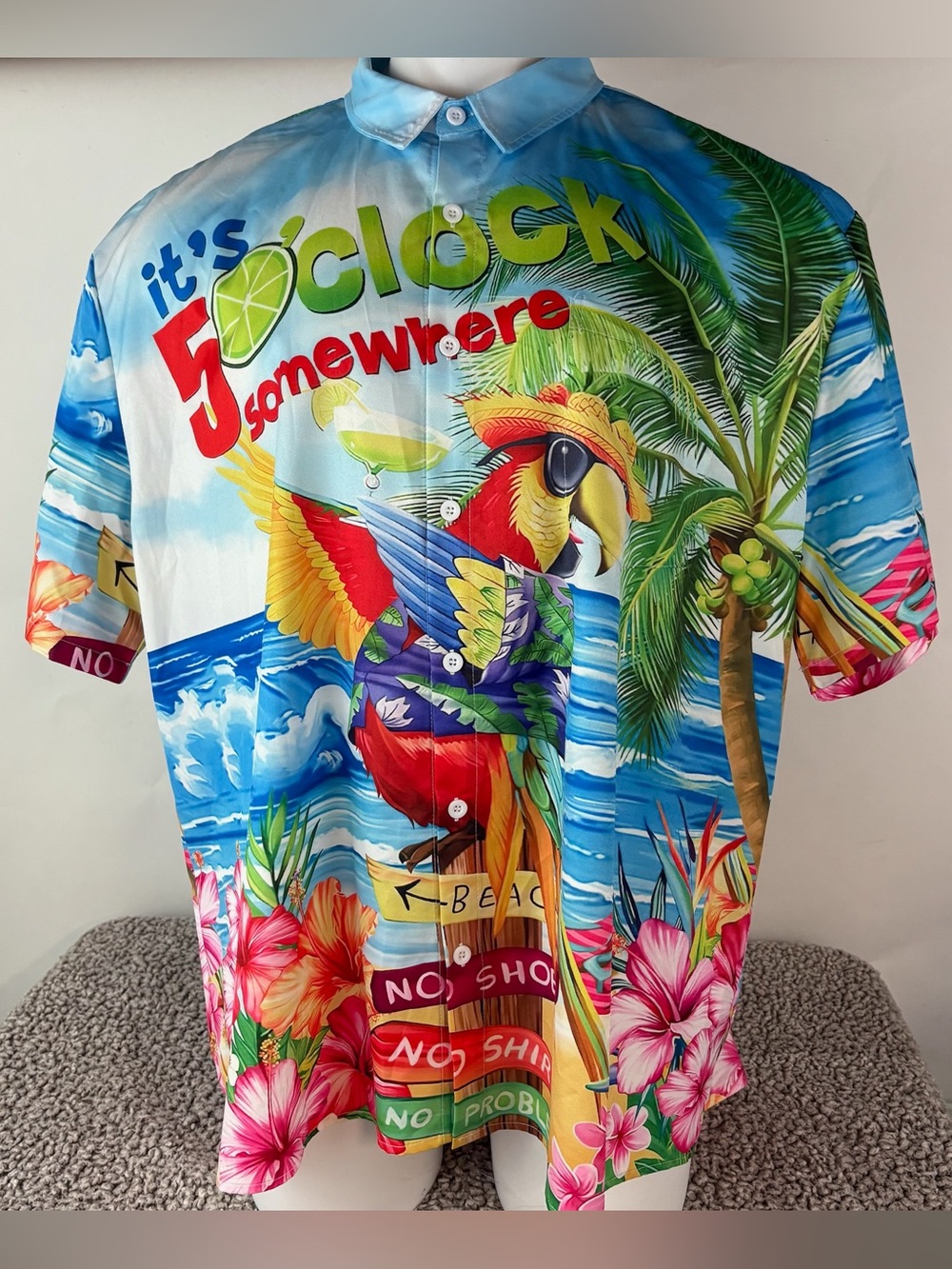 Jimmy Buffett Margaritaville Shirt Hawaiian Its 5 OClock Somewhere Mens 3XL (737